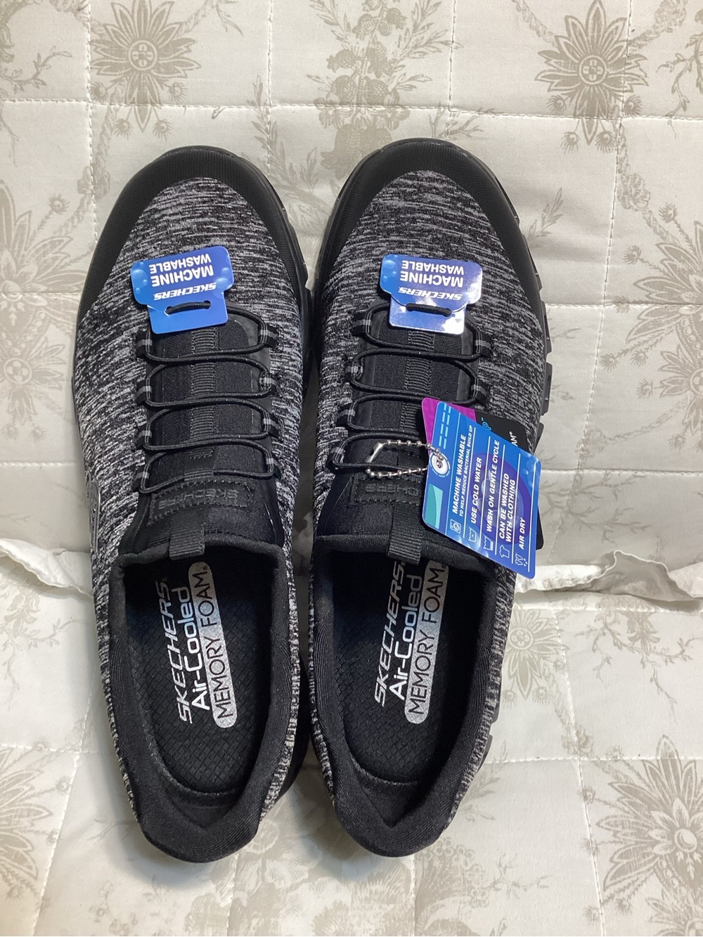 Skechers Black & Heather Gray Slip-On Athletic Shoes